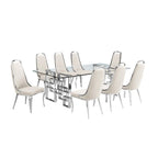 Set da pranzo con tavolo grande in vetro