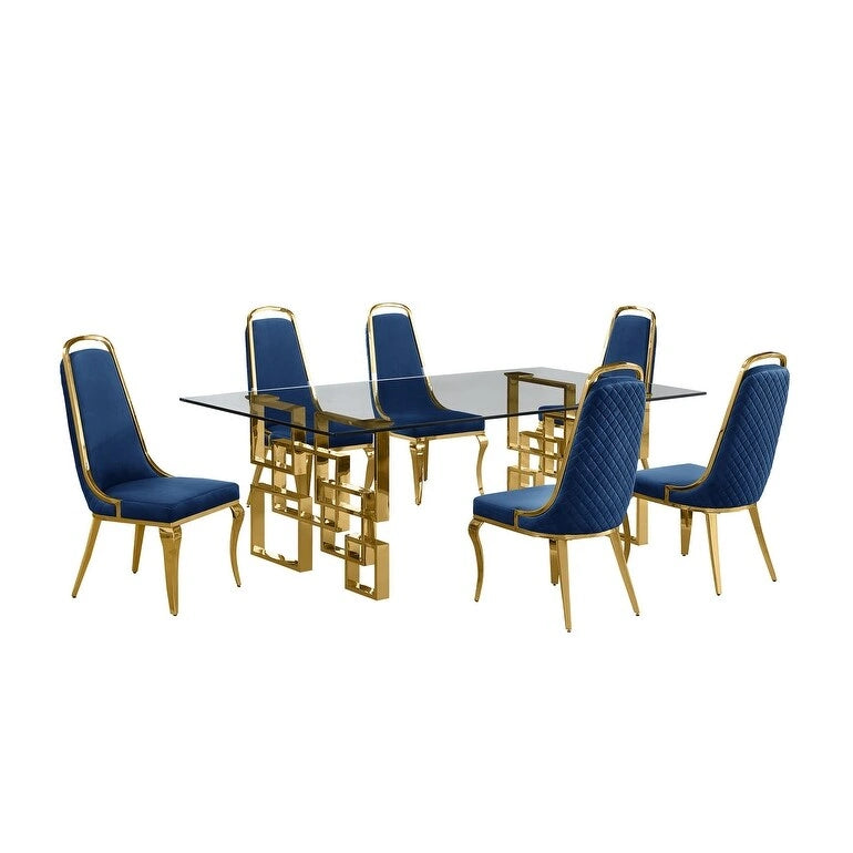 Set da pranzo con tavolo grande in vetro