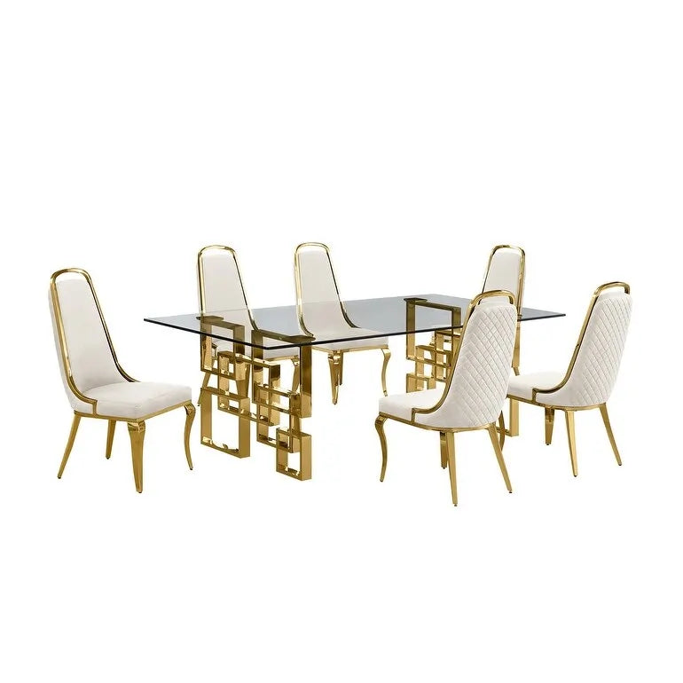 Set da pranzo con tavolo grande in vetro