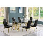 Set da pranzo con tavolo grande in vetro