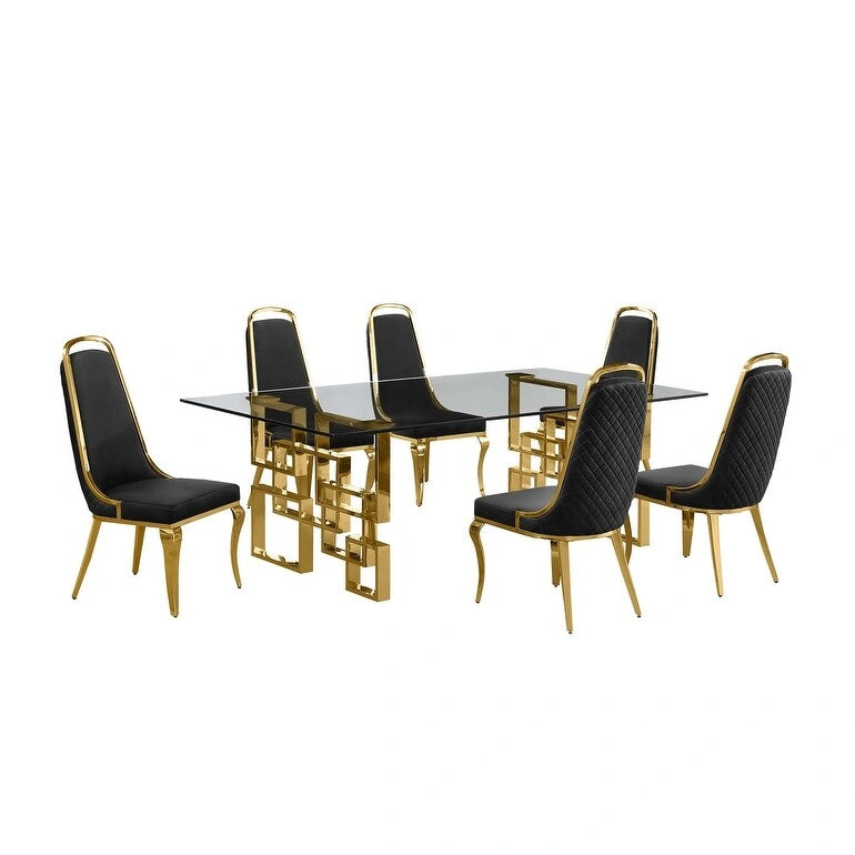 Set da pranzo con tavolo grande in vetro