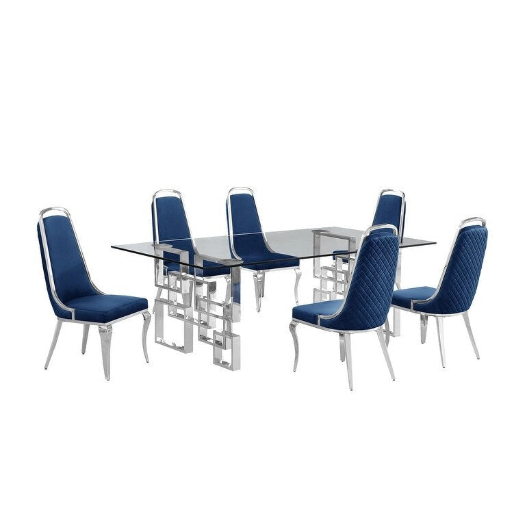 Set da pranzo con tavolo grande in vetro