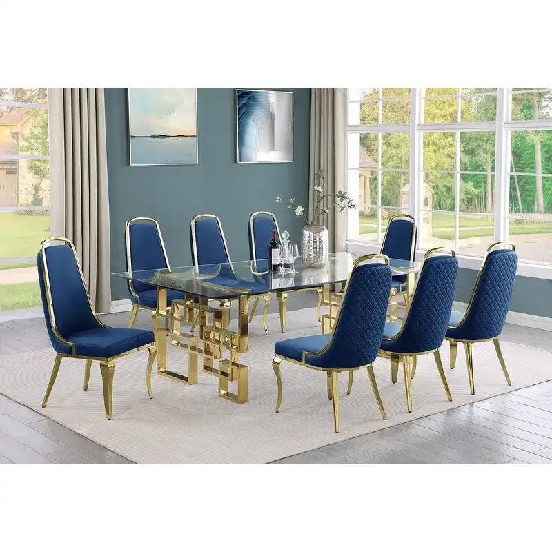 Set da pranzo con tavolo grande in vetro
