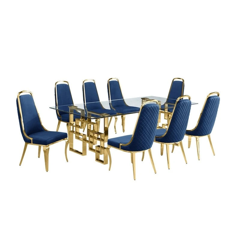 Set da pranzo con tavolo grande in vetro