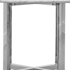 Tavolo da pranzo rotondo Eun da 122 cm con piano in marmo, base incrociata, cromo