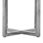 Tavolo da pranzo rotondo Eun da 122 cm con piano in marmo, base incrociata, cromo