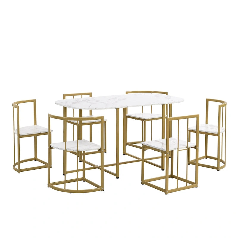 Set da Pranzo in Ferro da 7 Pezzi con Tavolo e Sei Sedie