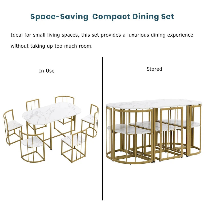 Set da Pranzo in Ferro da 7 Pezzi con Tavolo e Sei Sedie