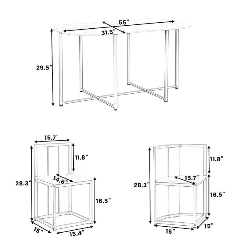 Set da Pranzo in Ferro da 7 Pezzi con Tavolo e Sei Sedie