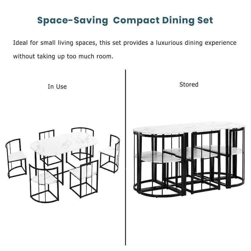 Set da Pranzo in Ferro da 7 Pezzi con Tavolo e Sei Sedie